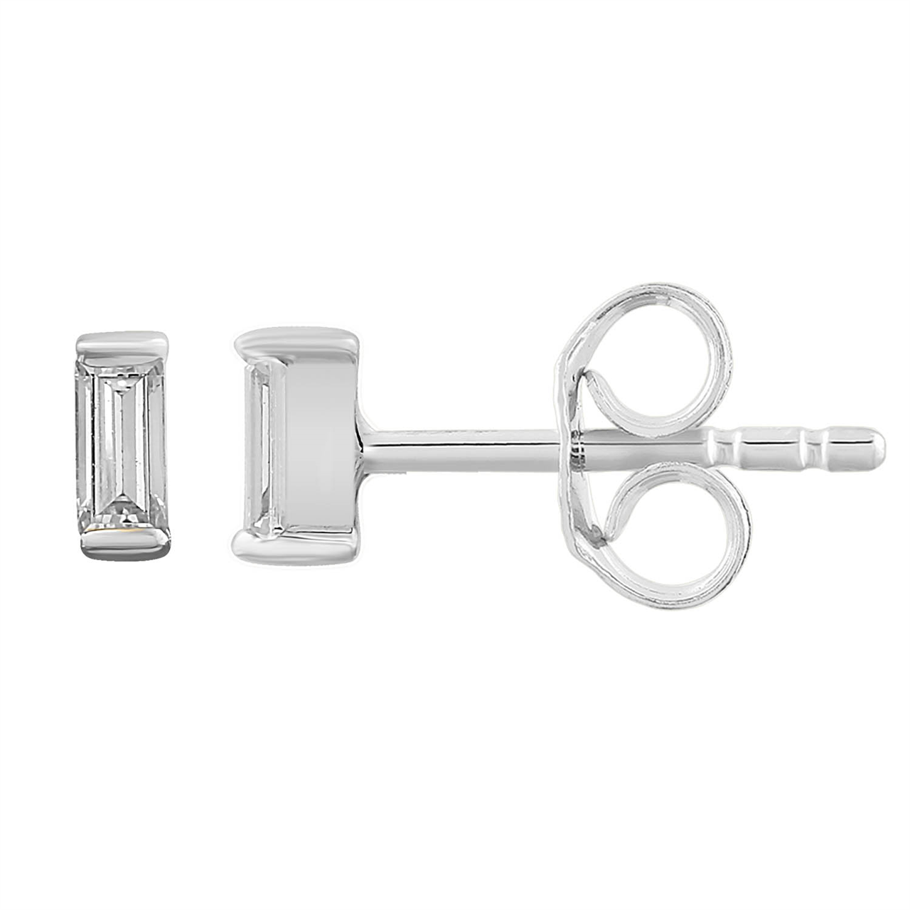 9ct White Gold Baguette Diamond Stud Earrings