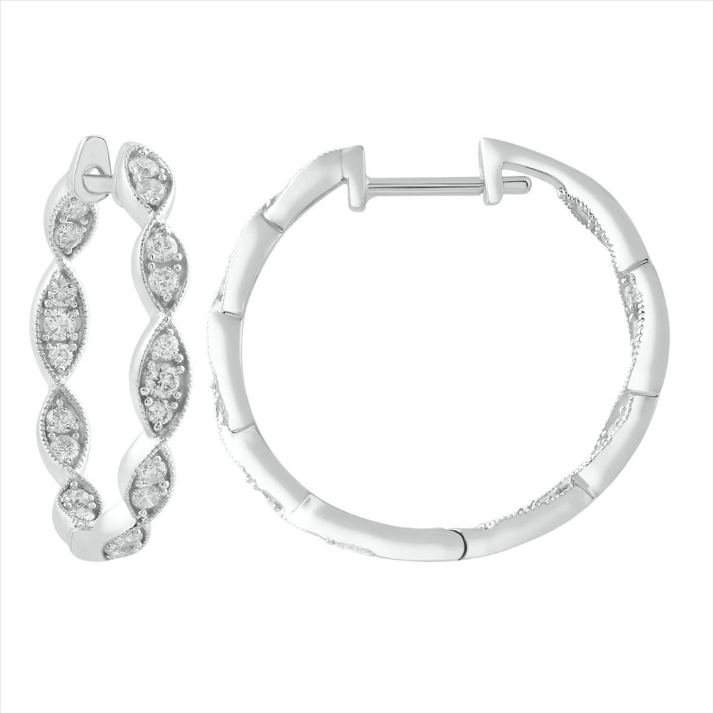 9K WHT GLD 0.50CT HI I1 DIA IN OUT HOOPS