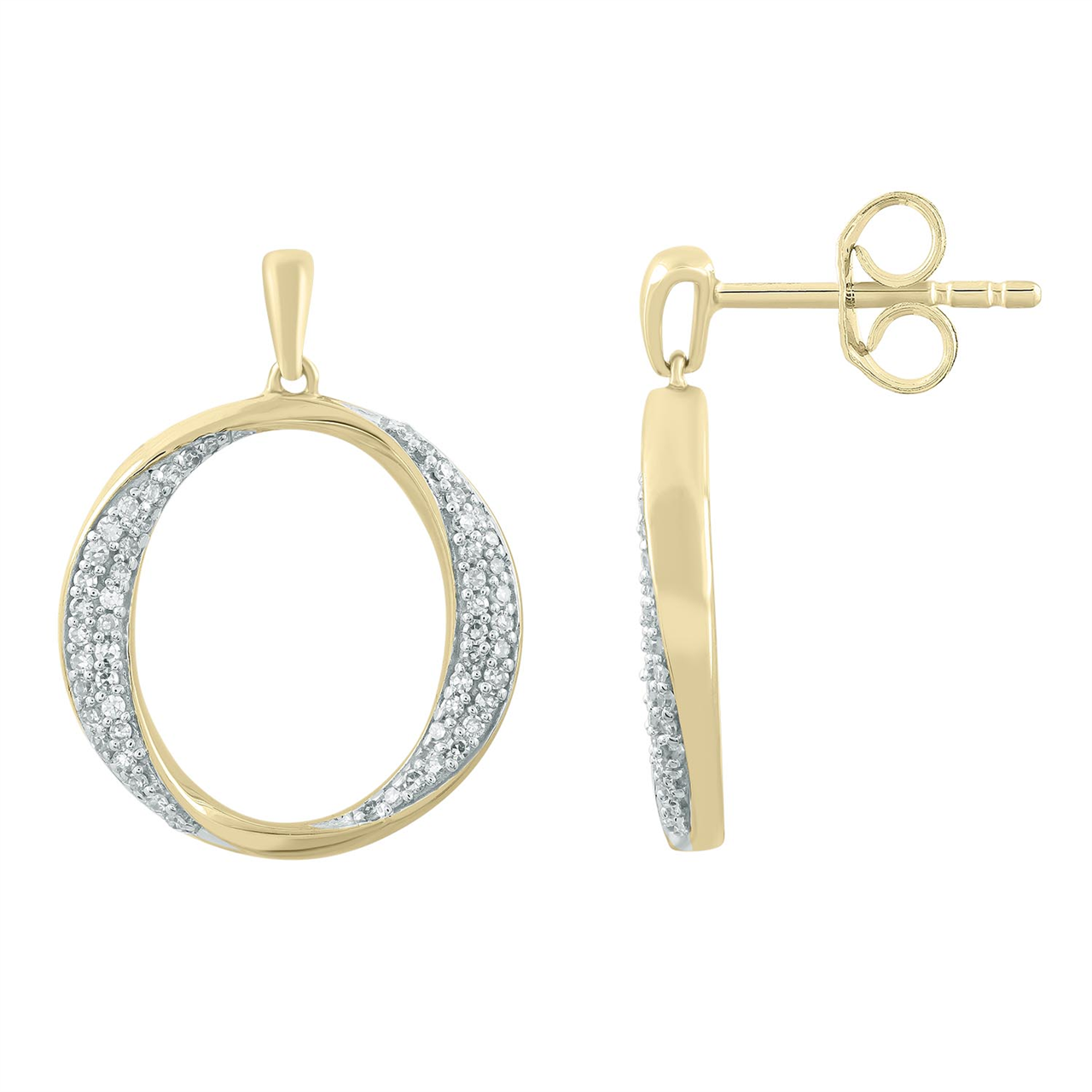 9ct Yellow Gold Diamond Earrings