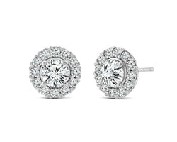 18ct White Gold 1.50ct D/VS1 Lab Grown Diamond Round Halo Stud Earrings