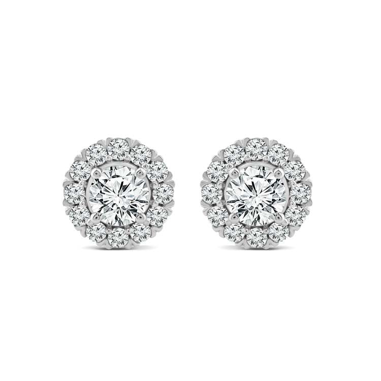 18ct White Gold 1.50ct D/VS1 Lab Grown Diamond Round Halo Stud Earrings