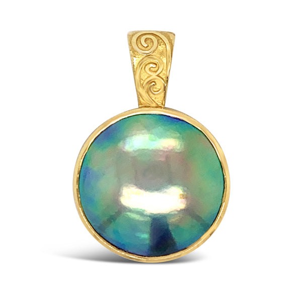 18ct Yellow Gold Blue Pearl Pamina Pendant
