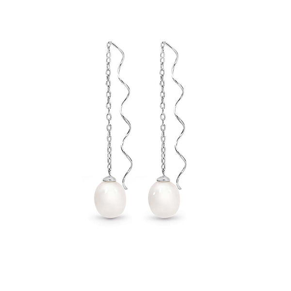 Fresh Water Pearls Silver Twist Earrings
