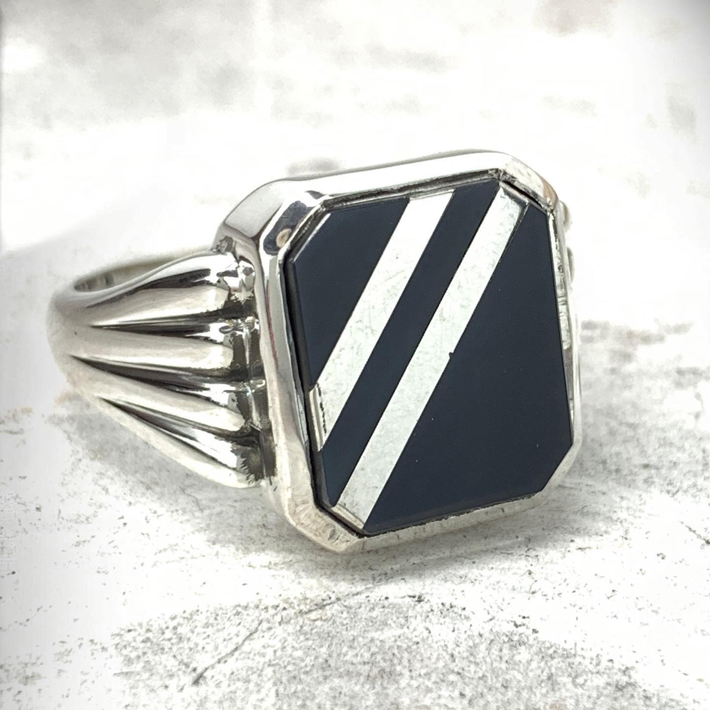 Onyx Silver Men's Signet Ring