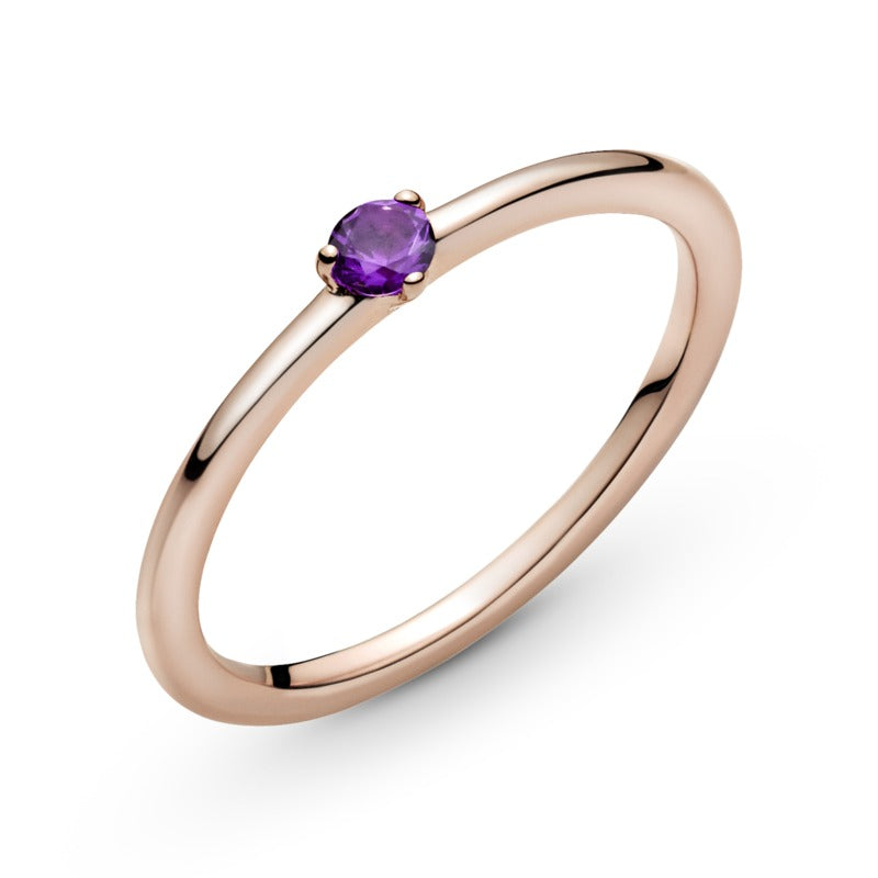 Pandora Rose Solitaire Ring With Royal Purple Crystal