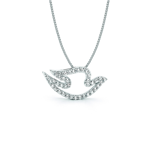 Silver CZ Peace Dove Pendant
