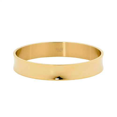 Stainless Steel 12mm wide Concaved Bangle w/ Gold IP Plating
