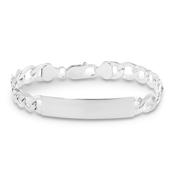 Silver Diamond Cut Open Curb ID Bracelet