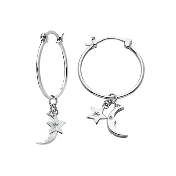 Karen Walker Moon & Star Charm Hoop Earrings