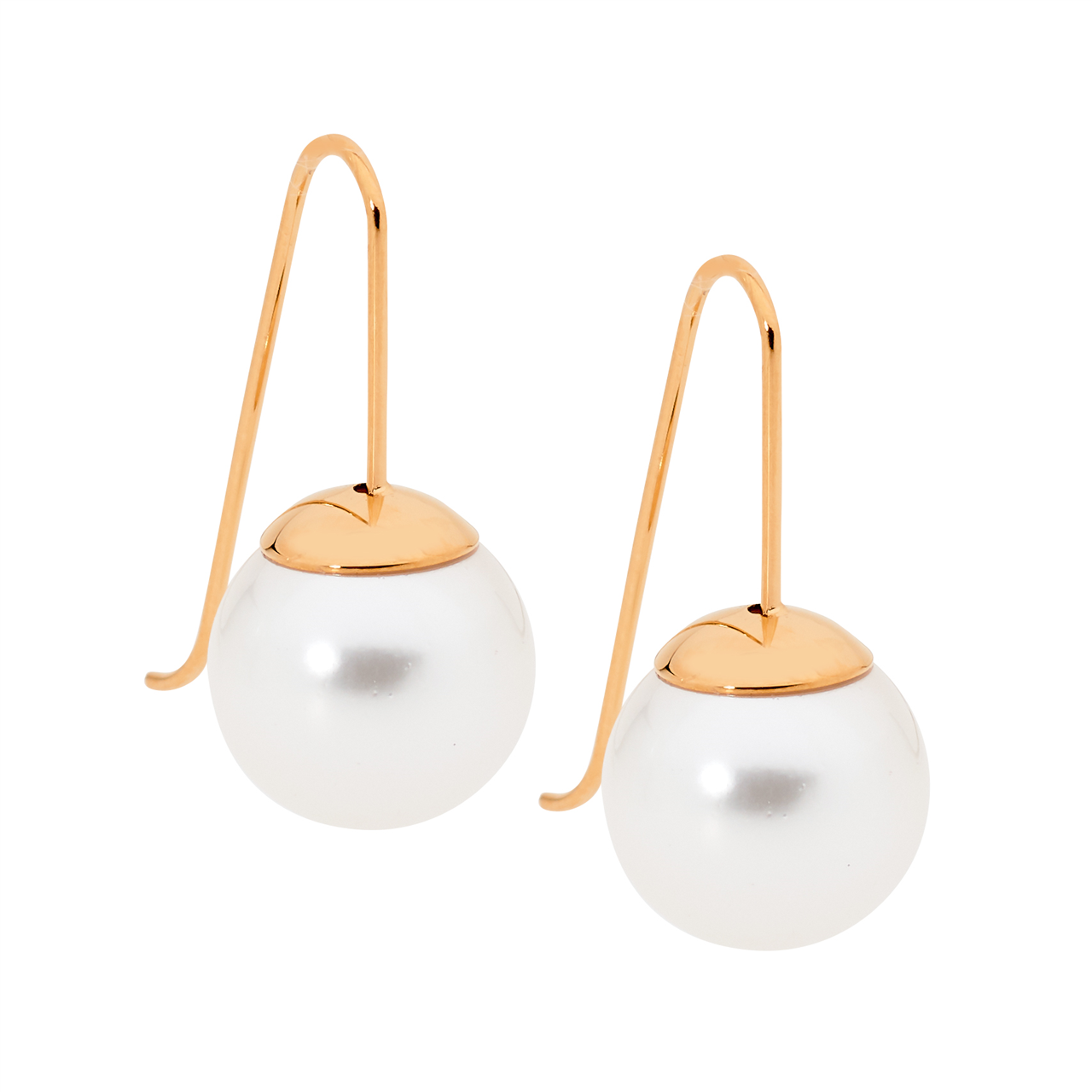 Rose Gold Plated Drop Earrings With Shell Pearl