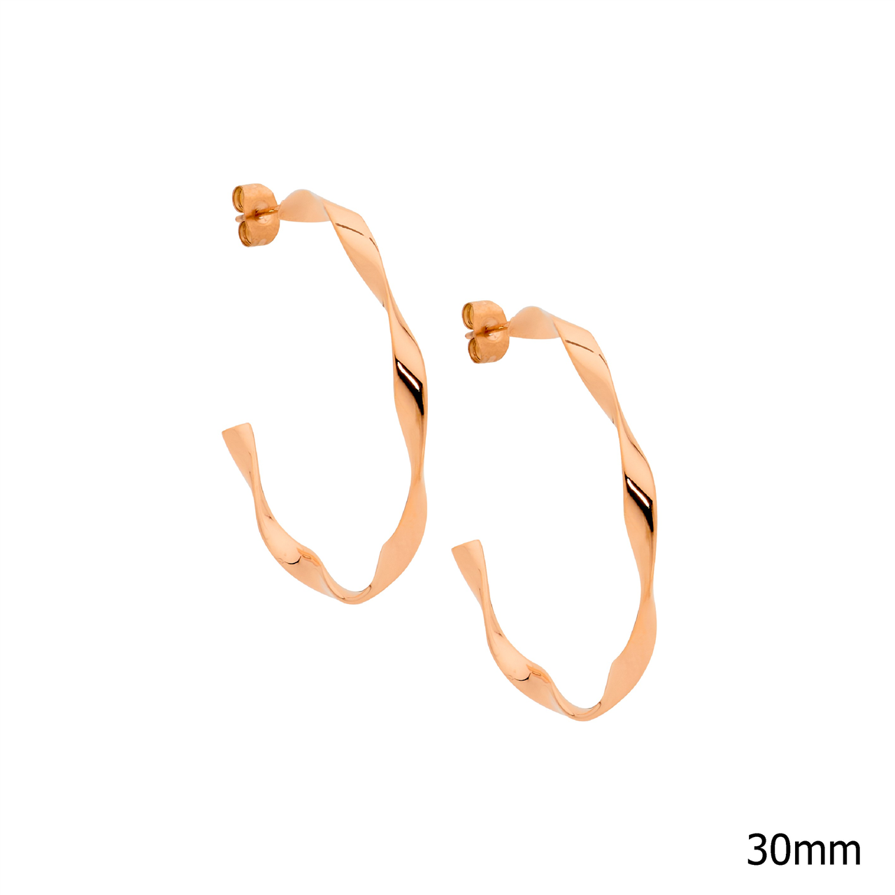 Rose Gold Plated Twist Hoop Earrings