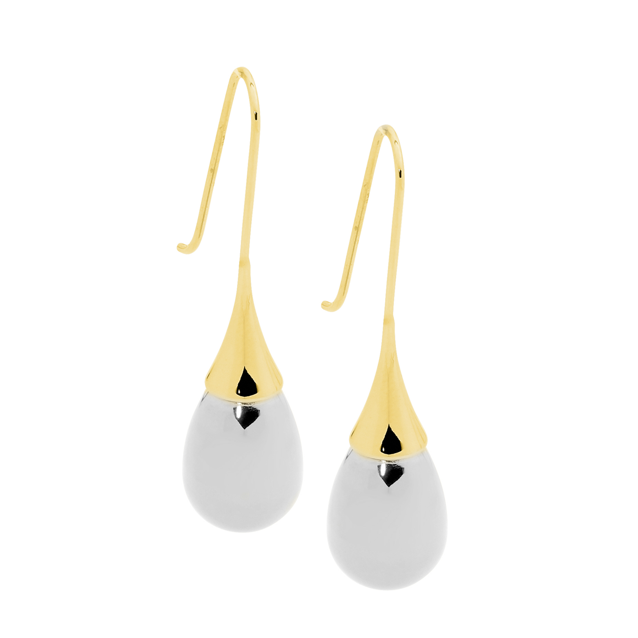 Ellani Stainless Steel & Yellow Gold Plated Long Teardrop Earrings