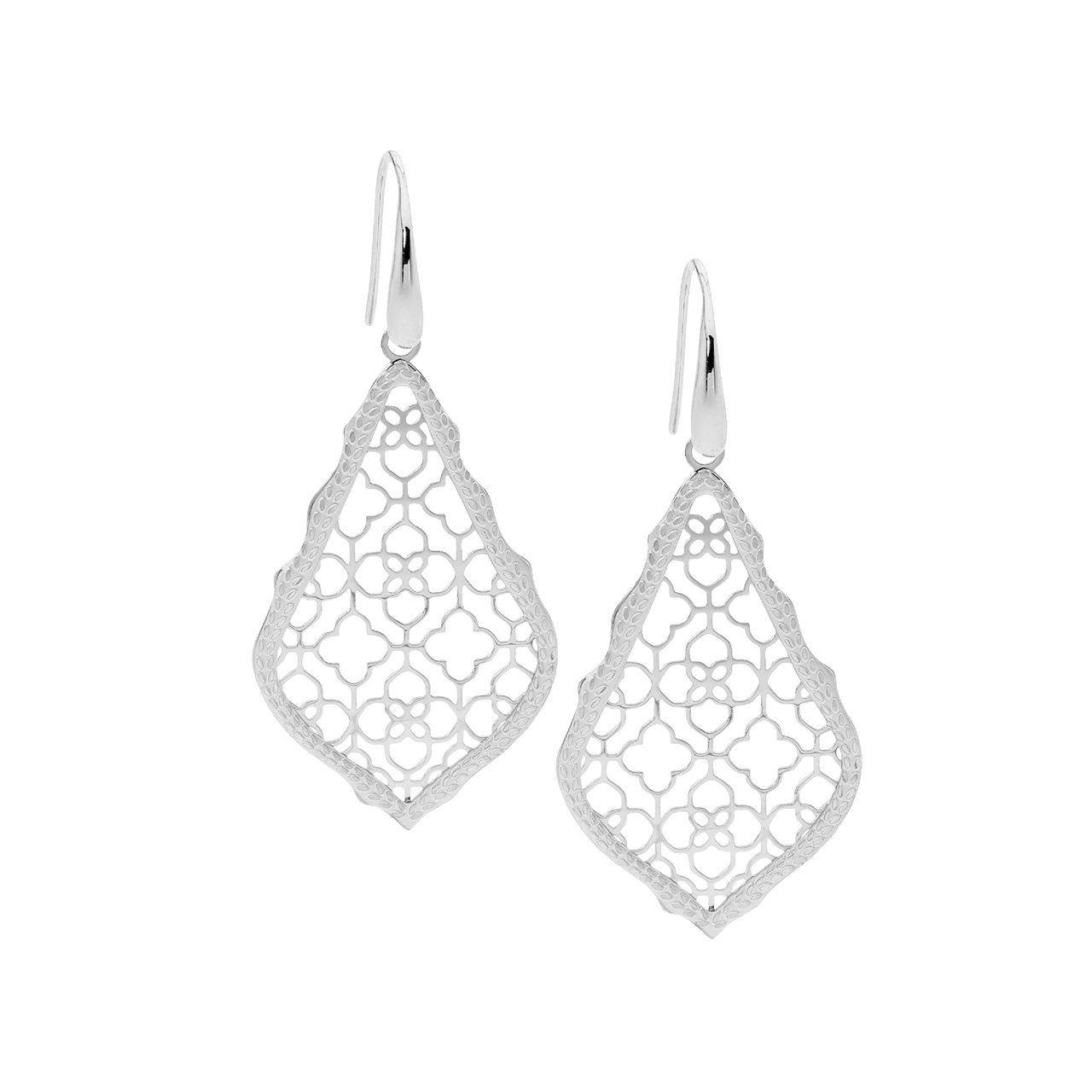 Stainless Steel Open Tear Filigree Earrings, Shp/Hook