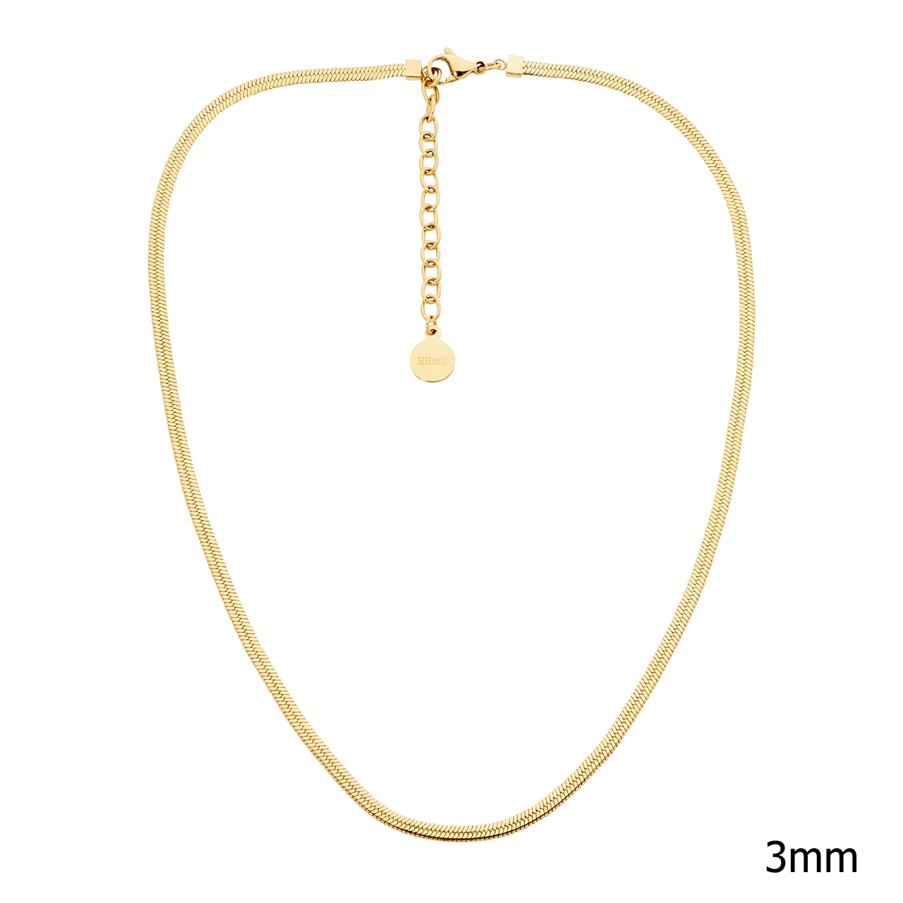 Stainless Steel 3Mm Herringbone Chain, 40+5Cm W/Gold Ip Plating