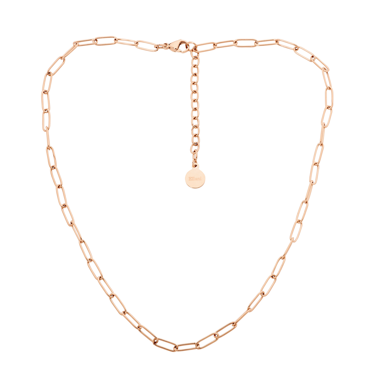 Stainless Steel Paperclip Chain, 40+5Cm W/Rose Gold Ip Plating