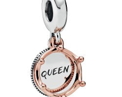 Pandora Rose & Silver Queen & Regal Crown Hanging Charm