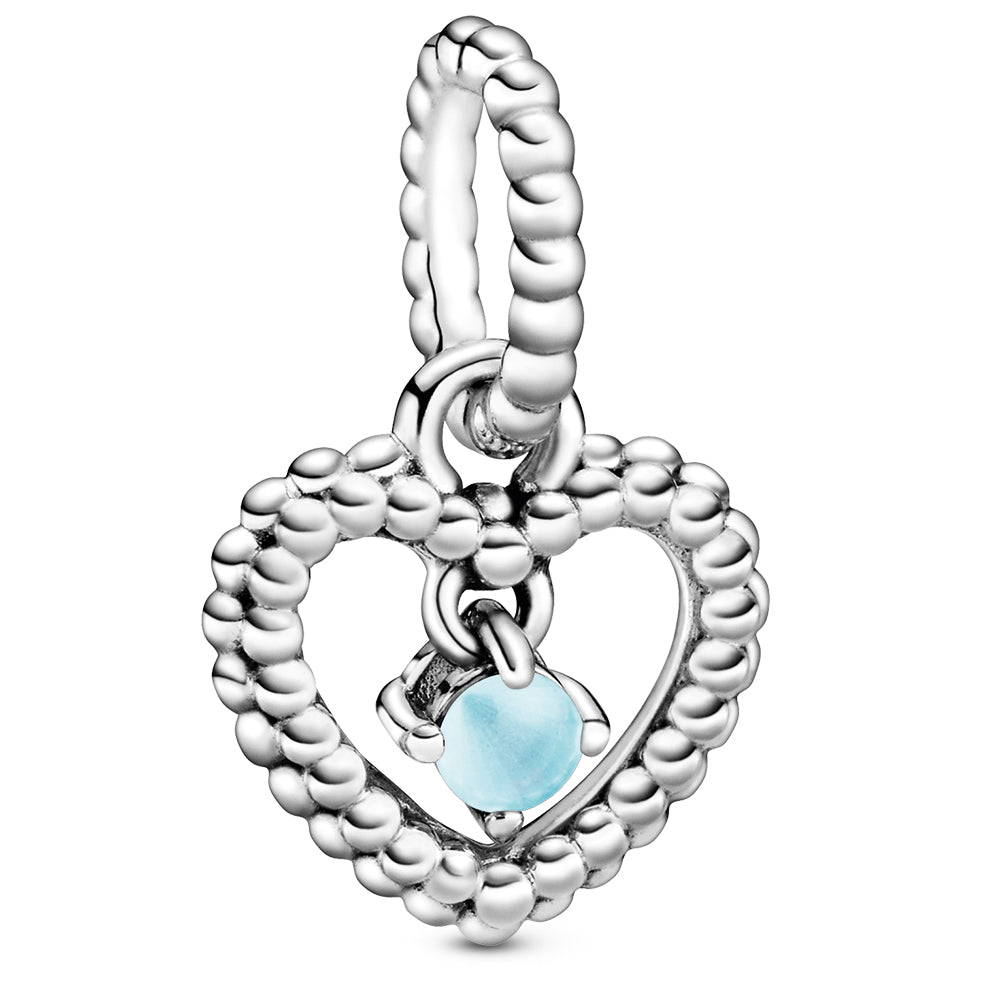 December Sky Blue Heart Silver Hanging Charm