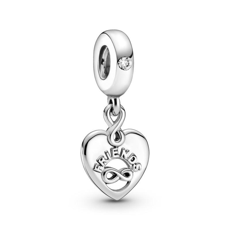 Friends And Infinity Heart Dangle With Clear Cubic Zirconia