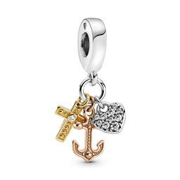 Pandora Rose, Shine, And Silver Anchor, Heart And Cross,Hanging Charm