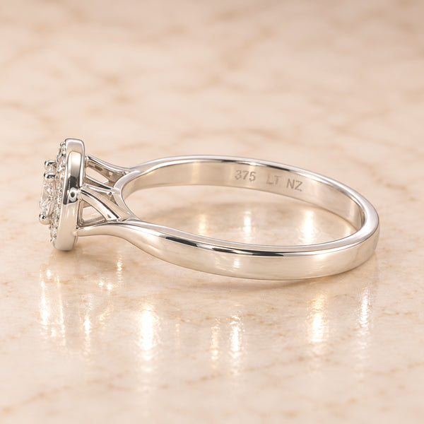 9ct White Gold Diamond Cluster Ring
