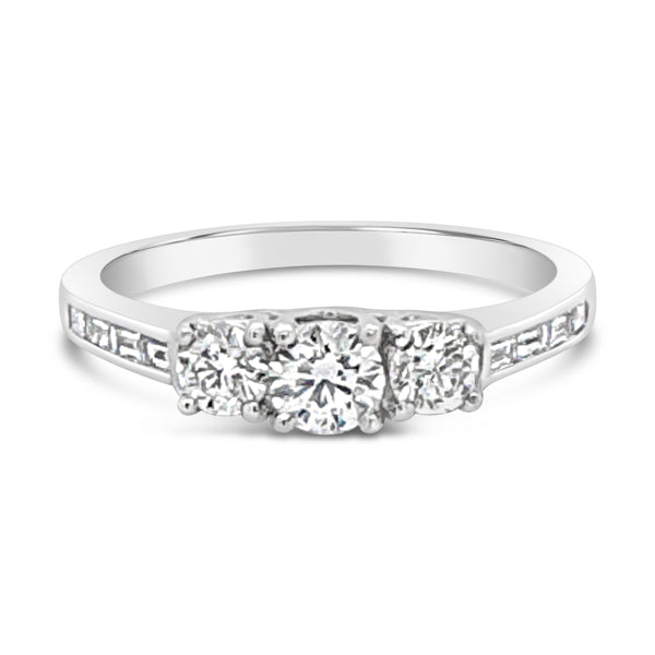 18ct White Gold Diamond Trilogy Ring