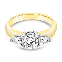 18ct Yellow/Platinum Diamond Ring Milano 0.80ct Centre Pear Cut Sides
