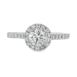 18ct White Gold Halo Lab Grown Diamond Ring 0.73ct D/VS2 Centre