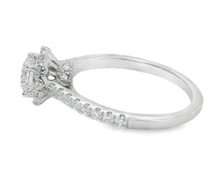 18ct White Gold Halo Lab Grown Diamond Ring 0.73ct D/VS2 Centre
