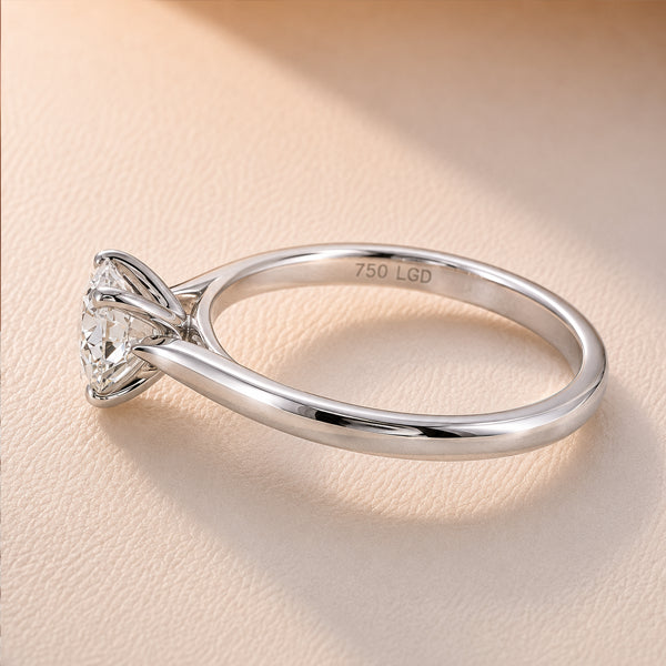 18ct White Gold 1.00ct Lab Grown Diamond Solitaire Ring - D/VVS2