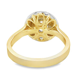 18ct Yellow Gold & Platinum Halo Ring 1.00ct Centre 1.50ct TDW