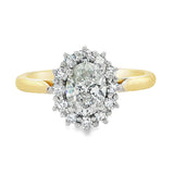 18ct Yellow Gold/Platinum 1.00ct Oval Diamond Cluster Ring 1.00ct