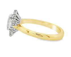 18ct Yellow Gold/Platinum 1.00ct Oval Diamond Cluster Ring 1.00ct