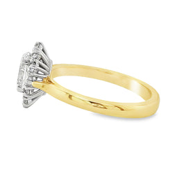 18ct Yellow Gold/Platinum 1.00ct Oval Diamond Cluster Ring 1.00ct