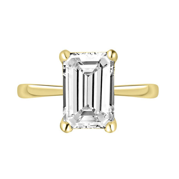 18ct Yellow Gold Solitaire Emerald Cut Lab Grown Diamond Ring 1.00Ct