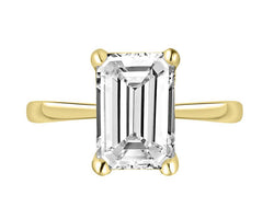 18ct Yellow Gold Solitaire Emerald Cut Lab Grown Diamond Ring 1.00Ct