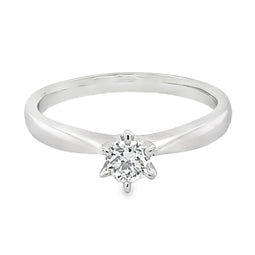 9ct White Gold Solitaire Round Brilliant Cut Lab Grown Diamond Ring 0.25ct