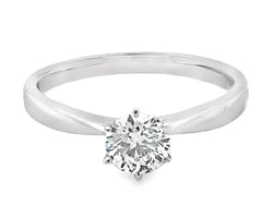 9ct White Gold Solitaire Round Brilliant Cut Lab Grown Diamond Ring 0.53ct