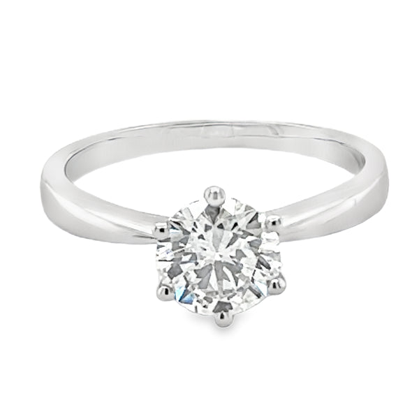 9ct White Gold Solitaire Round Brilliant Cut Lab Grown Diamond Ring 1.00ct