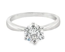 9ct White Gold Solitaire Round Brilliant Cut Lab Grown Diamond Ring 1.00ct