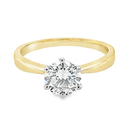 9ct Yellow Gold Solitaire Round Brilliant Cut Lab Grown Diamond Ring 1.00ct