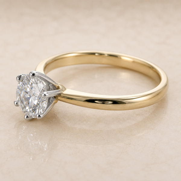 9ct Yellow Gold Solitaire Round Brilliant Cut Lab Grown Diamond Ring 1.18ct