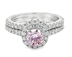 18ct White Gold Pink Lab Grown Diamond Wedding Ring Set