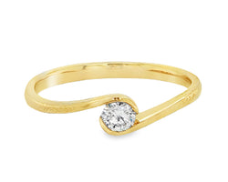 9ct Yellow Gold Solitaire Diamond Crossover Ring