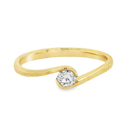 9ct Yellow Gold Solitaire Diamond Crossover Ring