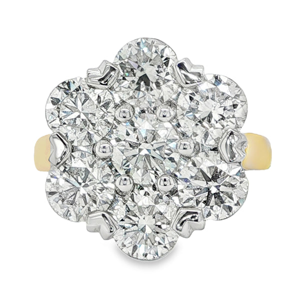 5.04ct natural diamond cluster ring in 18ct yellow and white gold statement dress ring