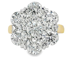 18ct Yellow/White Gold Diamond Cluster Ring 5.04ct