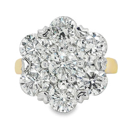 18ct Yellow/White Gold Diamond Cluster Ring 5.04ct