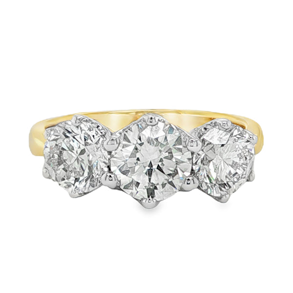 18ct Yellow/White Gold Three Diamond Ring 3.00ct