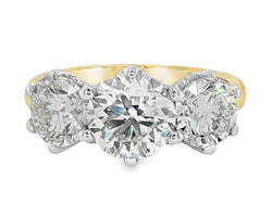 18ct Yellow/White Gold Diamond Trilogy Ring 4.02ct