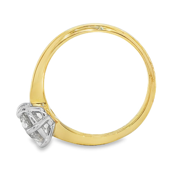 18ct Yellow/White Gold Solitaire Diamond Ring 1.50ct